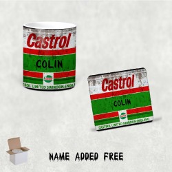 Dirty Castrol Oil Can Personalised Mug