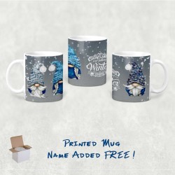 Xmas Gnomes Falling Snowflakes Printed Mug & Coaster