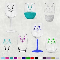 Cat Kitten Face Personalised Glass