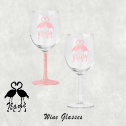 Flamingo Heart Necks Personalised Glass
